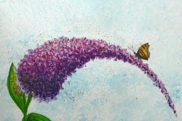 Butterfly on Buddleia created using Inktense Blocks